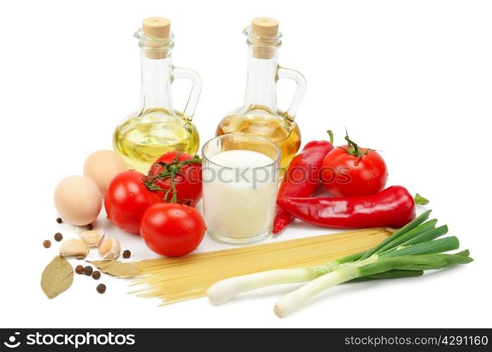 collection of natural products isolated on a white background
