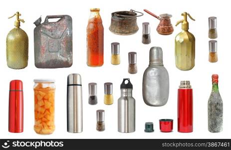 collection of old and new recipients isolated over white background