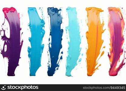 Collection of Paint Brush Strokes Isolated on White Background. Generative ai. High quality illustration. Collection of Paint Brush Strokes Isolated on White Background. Generative ai
