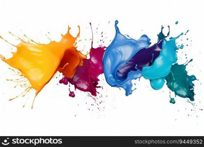 Collection of Paint Splashes Isolated on White Background. Generative ai. High quality illustration. Collection of Paint Splashes Isolated on White Background. Generative ai