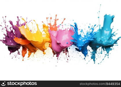 Collection of Paint Splashes Isolated on White Background. Generative ai. High quality illustration. Collection of Paint Splashes Isolated on White Background. Generative ai