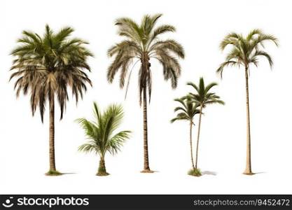 Collection of Palms Isolated on White Background. Generative ai. High quality illustration. Collection of Palms Isolated on White Background. Generative ai