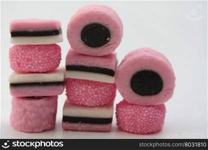 Collection of pink liquorice allsorts