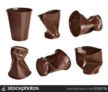 Collection of plastic cups isolated on white background