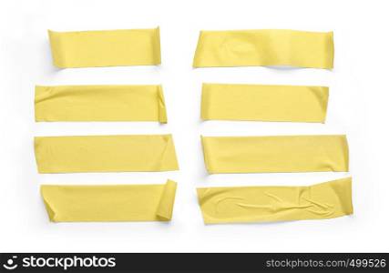Collection of various adhesive tape pieces on white background. including Clipping Path