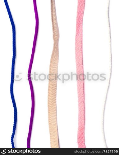 collection of various ropes on white background. each one is shot separately