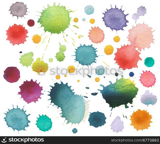 Collection of watercolor blot isolated