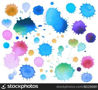 Collection of watercolor blot isolated