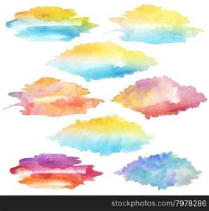 Collection of watercolor brush strokes painted background. Texture paper.