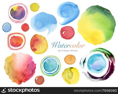 Collection of watercolor hand painted design elements background. Texture paper.