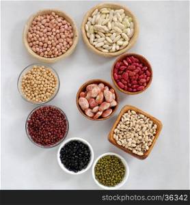 Collection of whole bean on white background, Vietnam agriculture product, fiber food make reduce cholesterol, prevent cancer, stability blood sugar, increase immune system, make heart health
