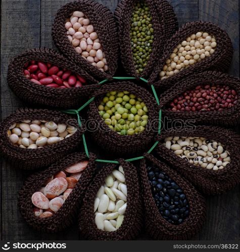 Collection of whole bean, Vietnam agriculture product, various fiber food background, cereal make reduce cholesterol, prevent cancer, stability blood sugar, increase immune system, make heart health