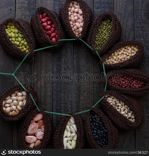 Collection of whole bean, Vietnam agriculture product, various fiber food background, cereal make reduce cholesterol, prevent cancer, stability blood sugar, increase immune system, make heart health