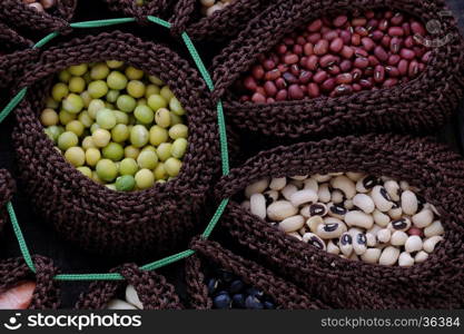 Collection of whole bean, Vietnam agriculture product, various fiber food background, cereal make reduce cholesterol, prevent cancer, stability blood sugar, increase immune system, make heart health