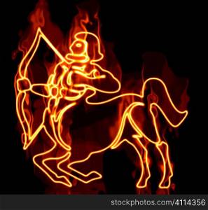 Collection of zodiac signs engulfed in fire