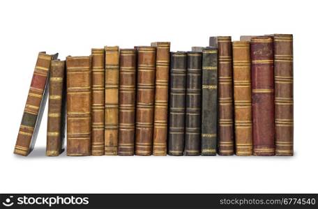 collection old books isolated on white with clipping path