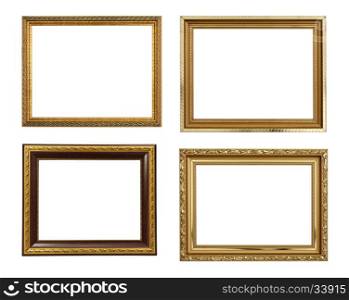 Collection picture gold frames with a decorative pattern