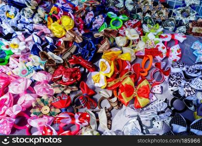 Collection set of colorful ribbon bows