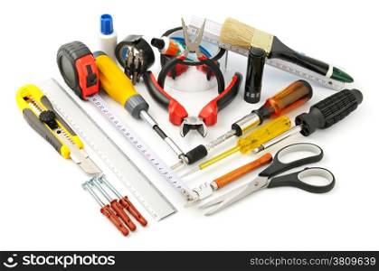 collection tools isolated on white background