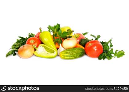 collection vegetables isolated on a white background