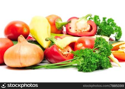 collection vegetables isolated on a white background