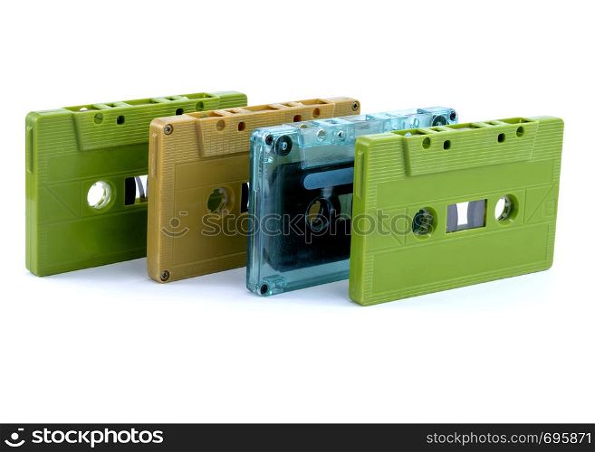 Collections vintage cassette tape isolated white background