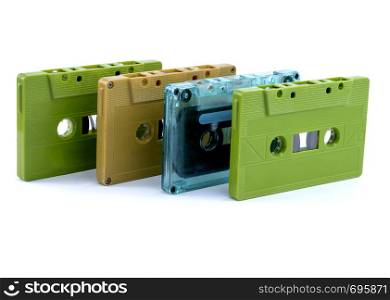 Collections vintage cassette tape isolated white background