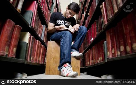 College student in the library