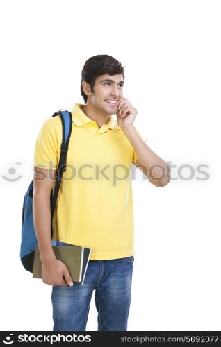 College student talking on a mobile phone