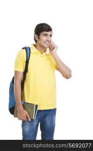 College student talking on a mobile phone