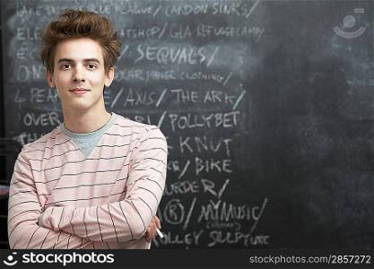 College Student Writing on Blackboard