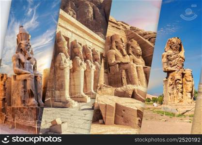 Colllosal Statues of Luxor, collage of Egypt.. Colllosal Statues of Luxor, collage of Egypt
