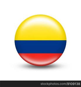 Colombia country flag in sphere with white shadow - illustration. Colombia country flag in sphere with white shadow