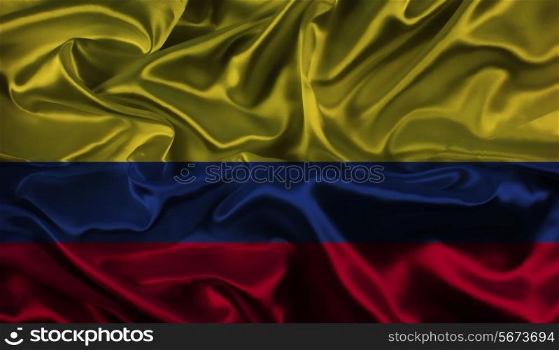 Colombian flag background with folds and creases