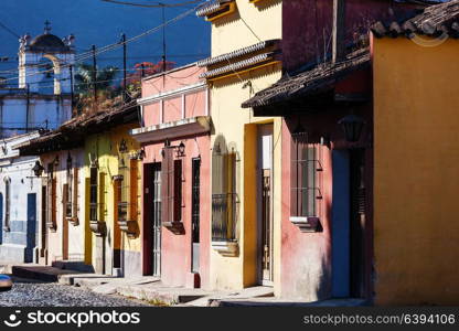 Colonial architecture in ancient Antigua Guatemala city, Central America, Guatemala