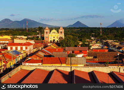 Colonial architecture in Leon city, Nicaragua