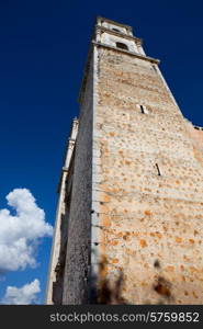 colonial spanish church tower in Valladolid, Yucatan, Mexico