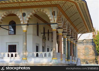 Colonnade of a mosque, Blue Mosque, Istanbul, Turkey
