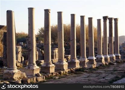 Colonnaded street and ruins of Perge, Turkey