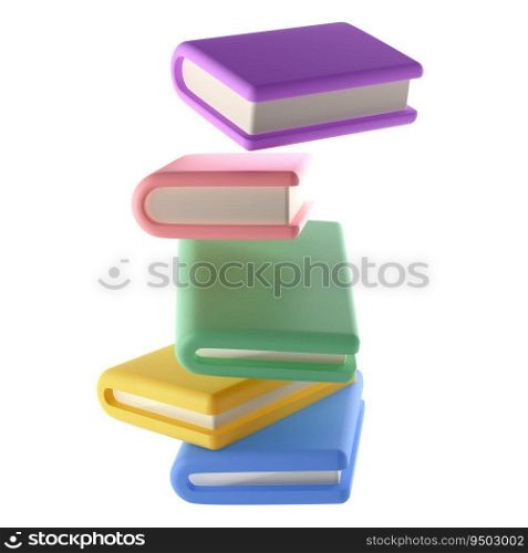 Color 3D Stack of Closed Books in air Icon Isolated with clipping path. Render Educational or Business Literature. Reading Education, E-book, Literature, Encyclopedia, Textbook Illustration.. Color 3D Stack of Closed Books in air Icon Isolated with clipping path. Render Educational or Business Literature. Reading Education, E-book, Literature, Encyclopedia, Textbook Illustration
