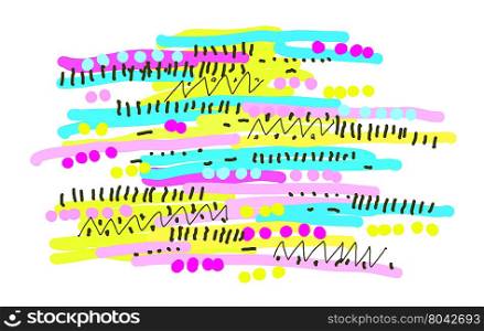 Color abstract freehand pattern on white background for design
