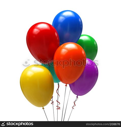 Color balloons isolated on white background. 3d illustration. Balloons