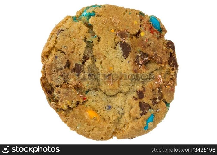 color chocolate chip cookie isolated on white background