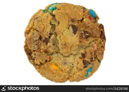 color chocolate chip cookie isolated on white background