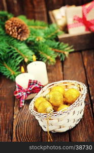 Color christmas decoration on the wooden table