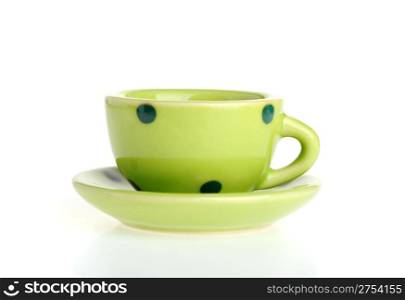 Color cups. Tiny utensils it is isolated on a white background