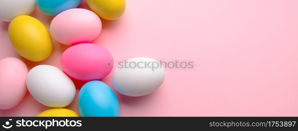 color eggs for holiday easter, panoramic mock-up image