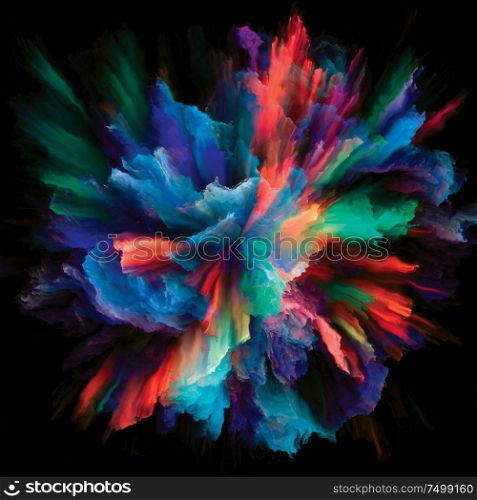 Color Emotion series. Backdrop of color burst splash explosion on the subject of imagination, creativity art and design