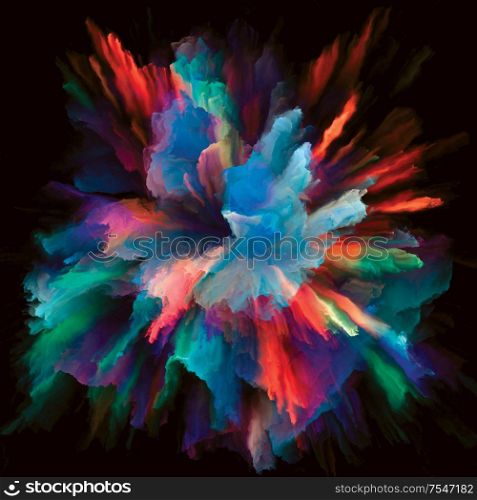Color Emotion series. Backdrop of color burst splash explosion on the subject of imagination, creativity art and design