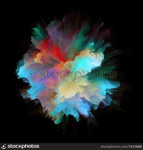 Color Emotion series. Composition of color burst splash explosion for projects on imagination, creativity art and design
